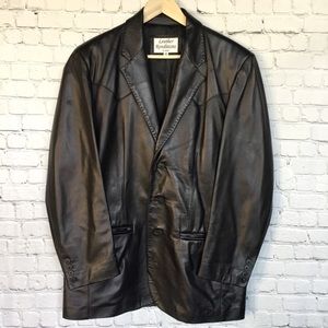 100% LEATHER MENS WESTERN STYLE JACKET
